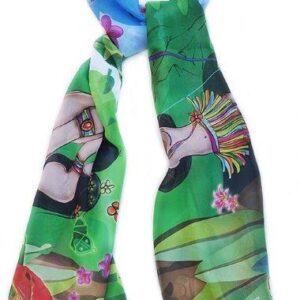 Titulo Echarpe “As Amazonas”. Embalagem em caixa de madeira