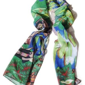 Titulo Echarpe “Lenda da Vitória Régia”. Embalagem em caixa de madeira