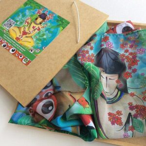 Echarpe Lenda do Guaraná. Embalagem de madeira