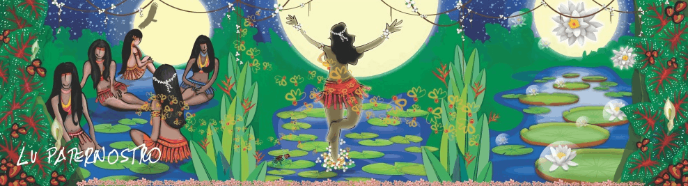 Titulo Echarpe “Lenda da Vitória Régia”. Embalagem em caixa de madeira