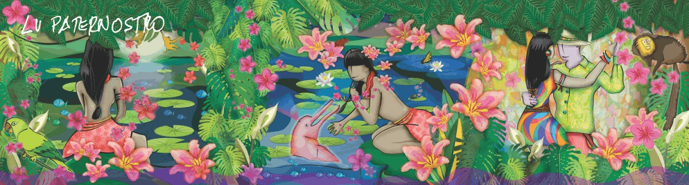 Echarpe “Lenda do Boto”. Embalagem de madeira 