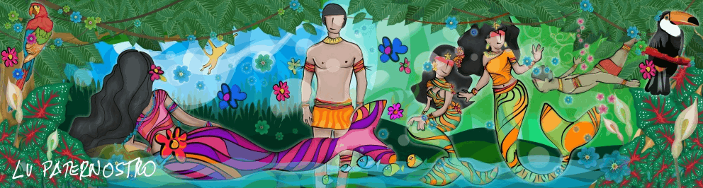 Echarpe “Lenda da Iara”. Embalagem de madeira.