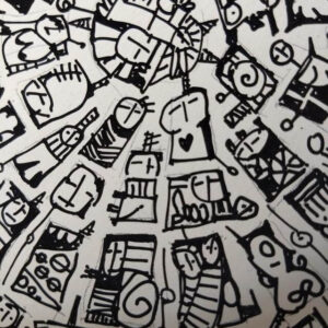 Prato MDSN0002 - “Coleção Mundos”. Desenhos sobre Cerâmica | Lu Paternostro